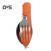 Outdoor Portable Folding Cutlery Heavy Duty Metal Travel Picnic Hiking Backpacking Multifunctional Detachable Fork Spoon Fruit Cutter Collapsible