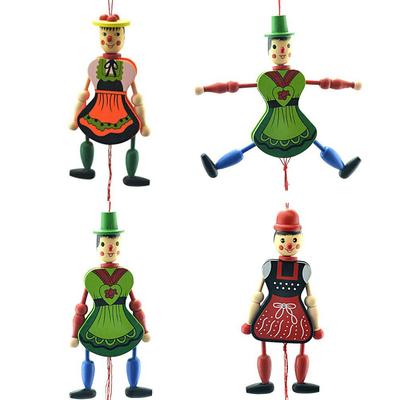 4 pezzi Burattino a Filo Tirante Giocattoli Divertente Giocattolo di Legno Ornamento Decorazioni da Appendere