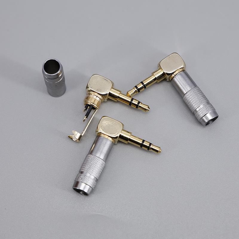 Right Angle Silver Gold Plated Audio 3.5mm Jack Male for Soldering 3 Pole Stereo 90 Degree Earphone Plug Connector Plug