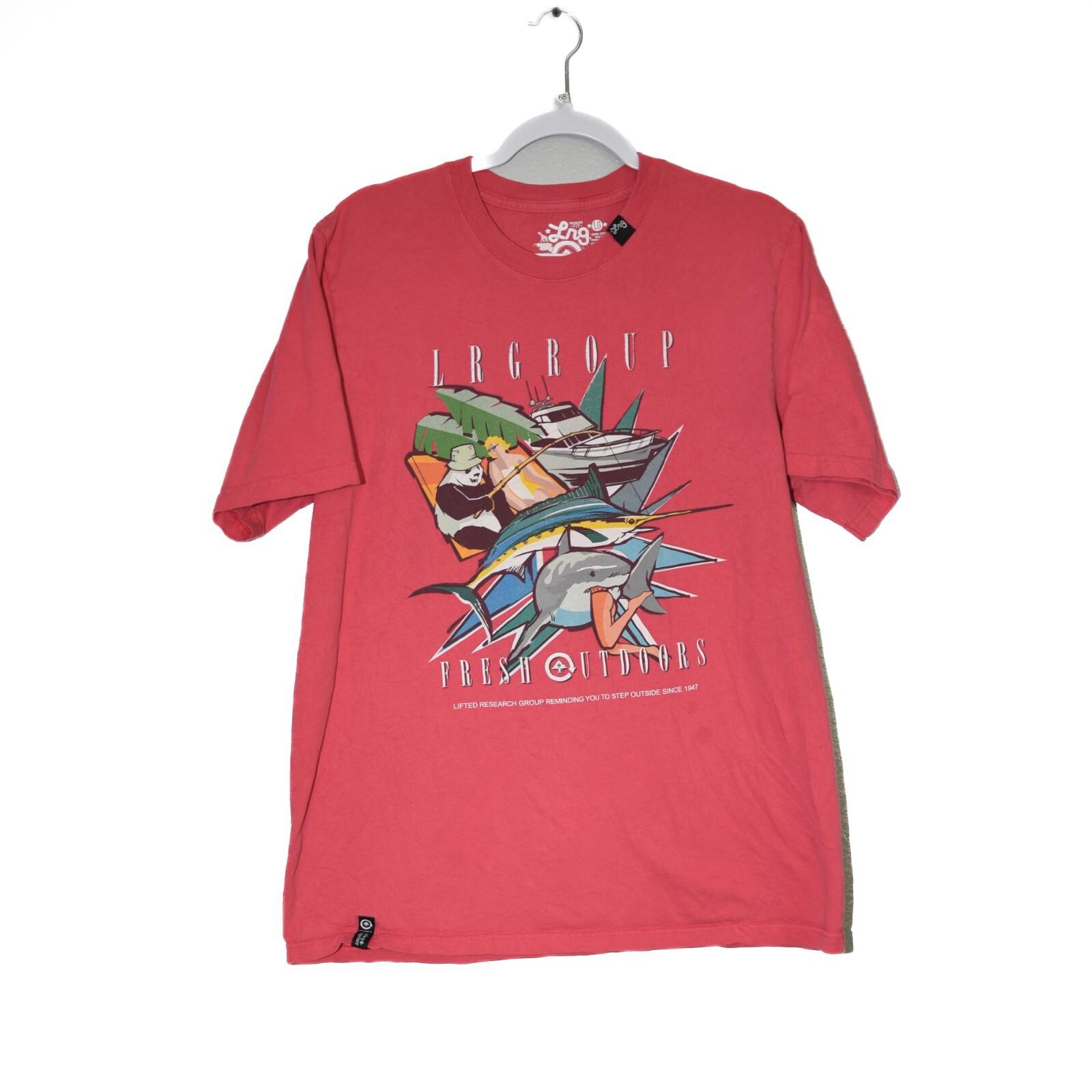 LRG Lifted Research Group Mens Red Graphic T-Shirt Fresh Outdoors Fishing Large S