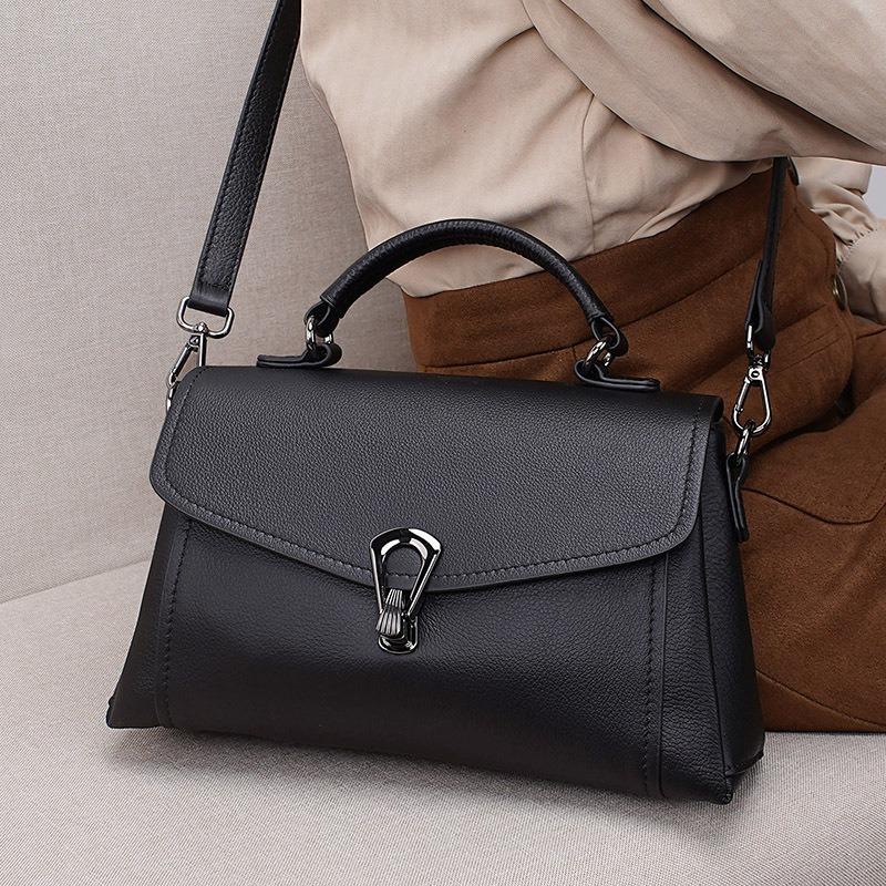 Leather Bag Women's New Handbag Women's Work Commuting Niche High-end Cowhide Messenger Bag Women