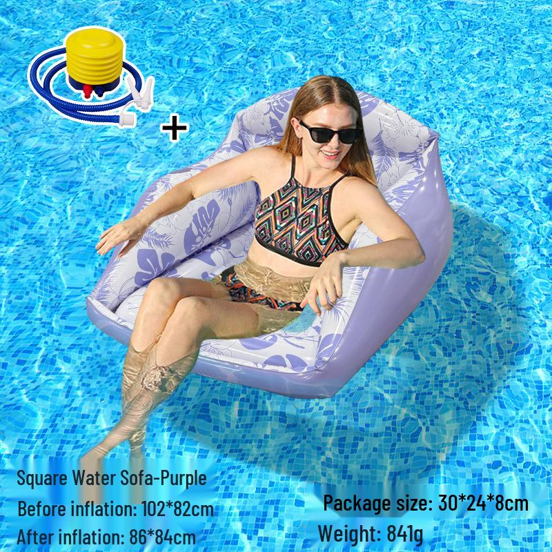 Tumbona Flotante Inflable Plegable Transfronteriza con Respaldo y Malla