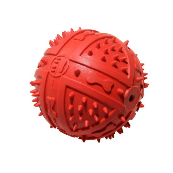 Dog Rubber Ball Toy Indestructible Squeaky Chew Toy Textured Fetch Ball Promotes Healthy красный