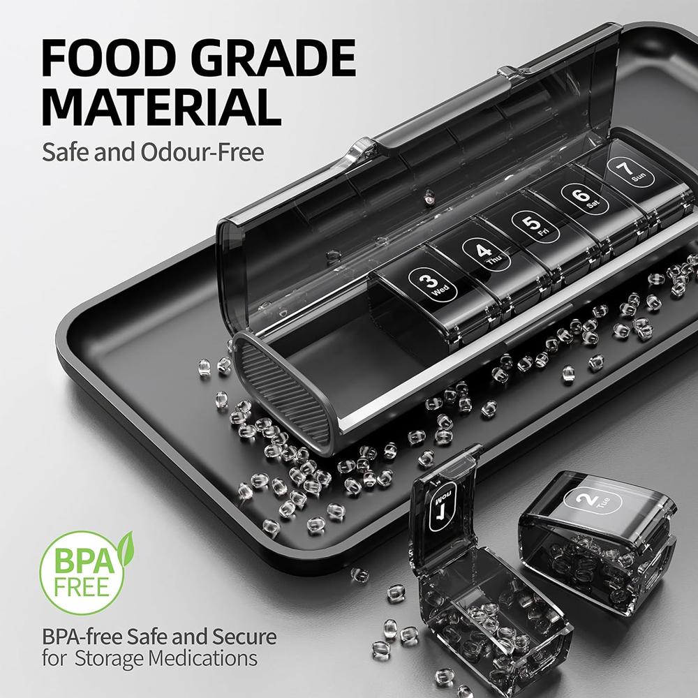 Large Weekly Pill Organizer 7 Day Travel Medicine Box For Big Vitamins Fish Oil Supplements Storage Case