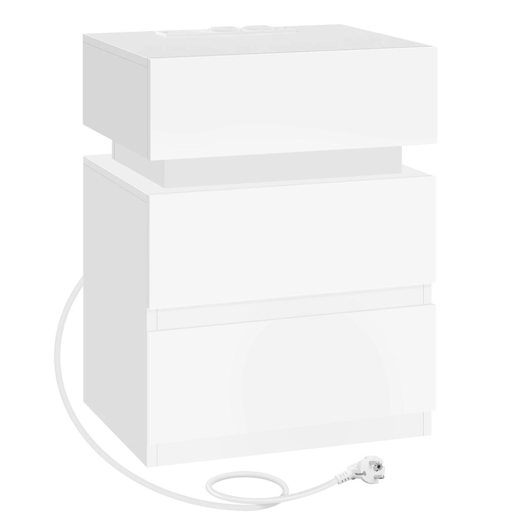 Bijzettafel met Verstelbaar LED-licht, Salontafel, Bijzettafel, Praktisch Laadstation (Er is slechts één tafel inbegrepen)