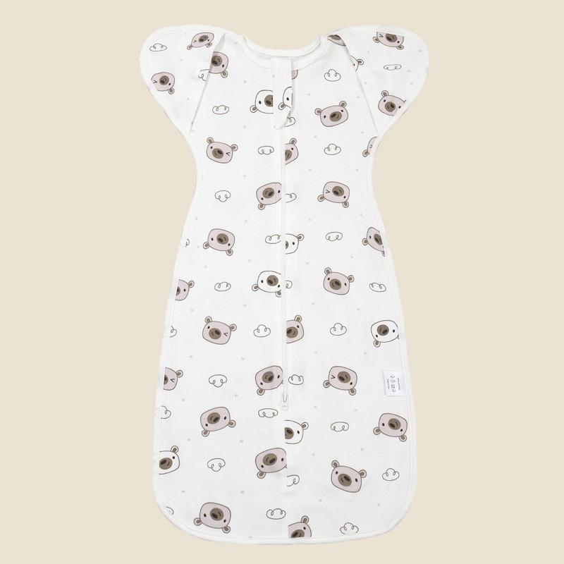 Baby Cotton Swaddle Blanket Newborn Sleep Sack Wrap Arms Up Design Stretchable Sleeves