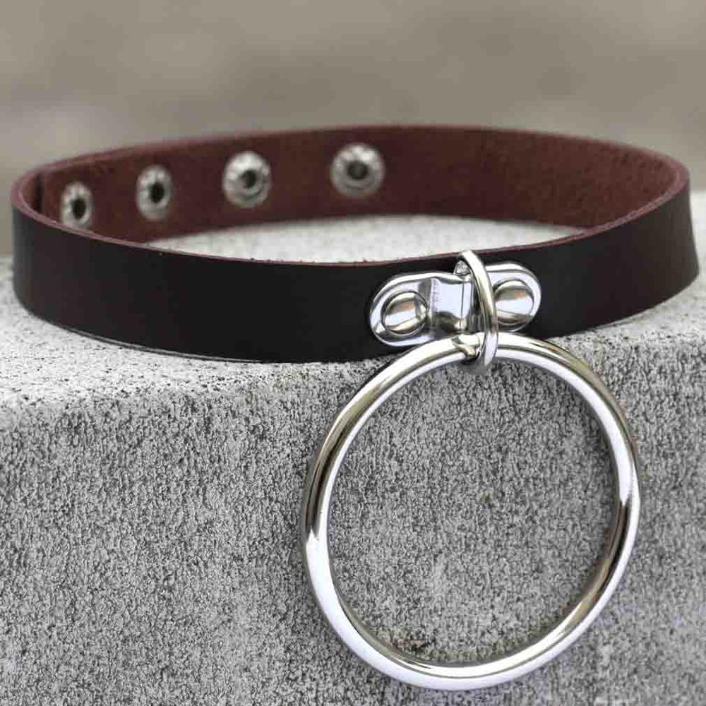 Schwarzer Leder Goth Choker Punk Harajuku Halsband Gothic Halskette Grunge Choker Cosplay Party Festival Schmuck