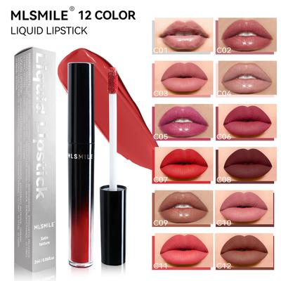 12 Color Matte Matte Liquid Lipstick Non-stick Cup Lip Glaze Pearlescent Lip Gloss Lip Gloss