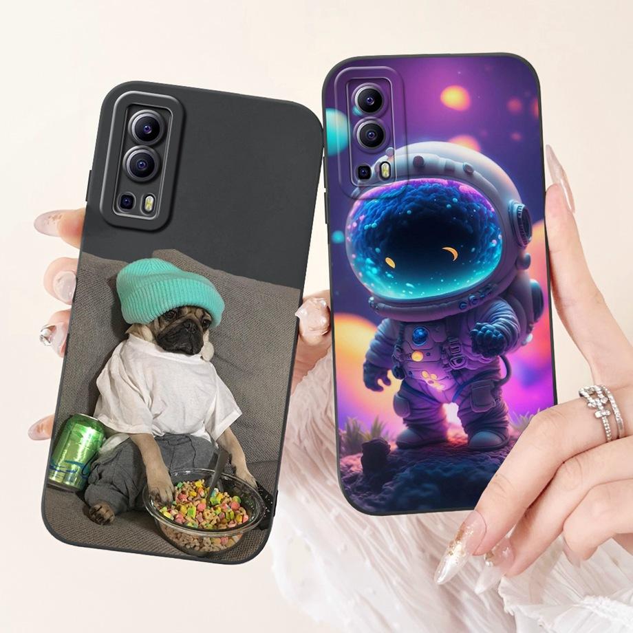 Lovely Painted Phone Case For Vivo Y72 5G Y75s Y52 5G Silicone Anti-knock Soft Cover Funda For Vivo iQOO Z3 Panda Cat Animals