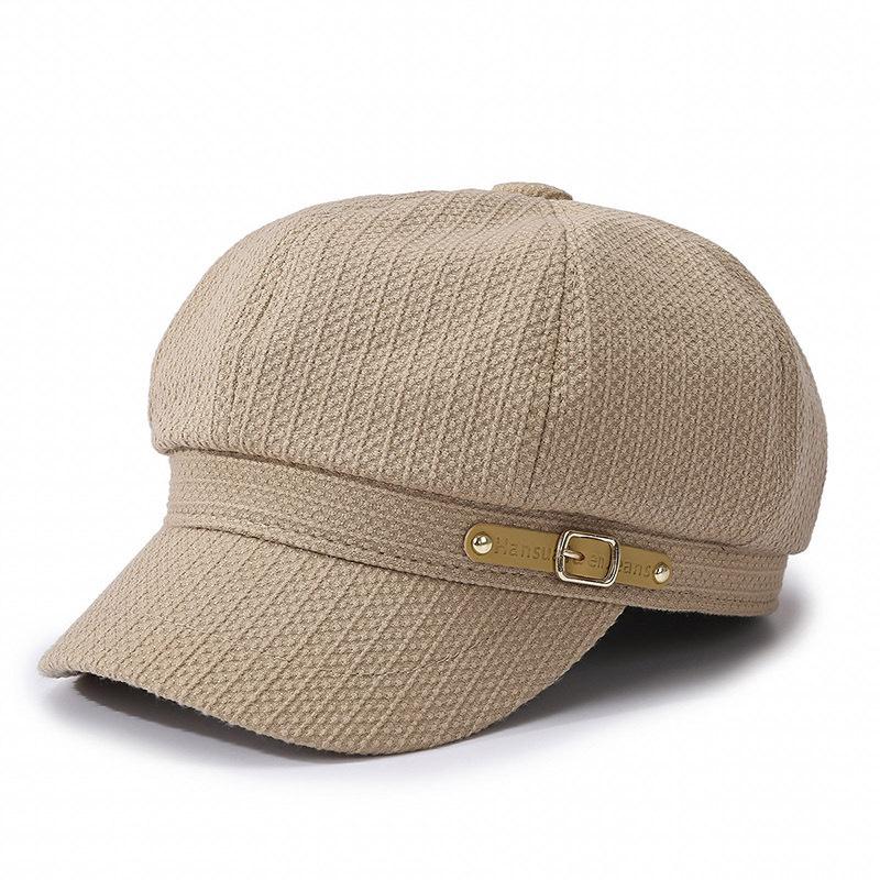 Retro Fashion Solid-Colored Octagonal Hat Outdoor Travel Leisure Versatile Beret Hat Trendy Newsboy Cap for Autumn Winter