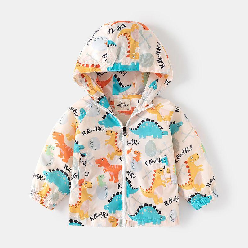 Children's Clothing Summer Children's Sun Protection Clothing Boy Hooded Outwear Boy Light Sun Protection Clothing Baby Boy Dinosaur Zip-up Shirt