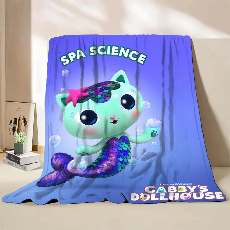 Gabbys Dollhouse Flannel Fluffy Fleece Blanket for Home Bedroom Bed Sofa Office Children Cover Adult Soft Blanket Kids Cute Gift