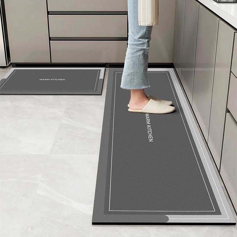 Kitchen Floor Mats Waterproof Oil-proof Wipeable Washable Mat Leather Non-slip Dirt-resistant Carpet Imitation Marble Long Rugs