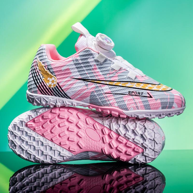 

Summer new mesh rotating buckle football shoes older children broken nails boys and girls training football shoes free of laces 28