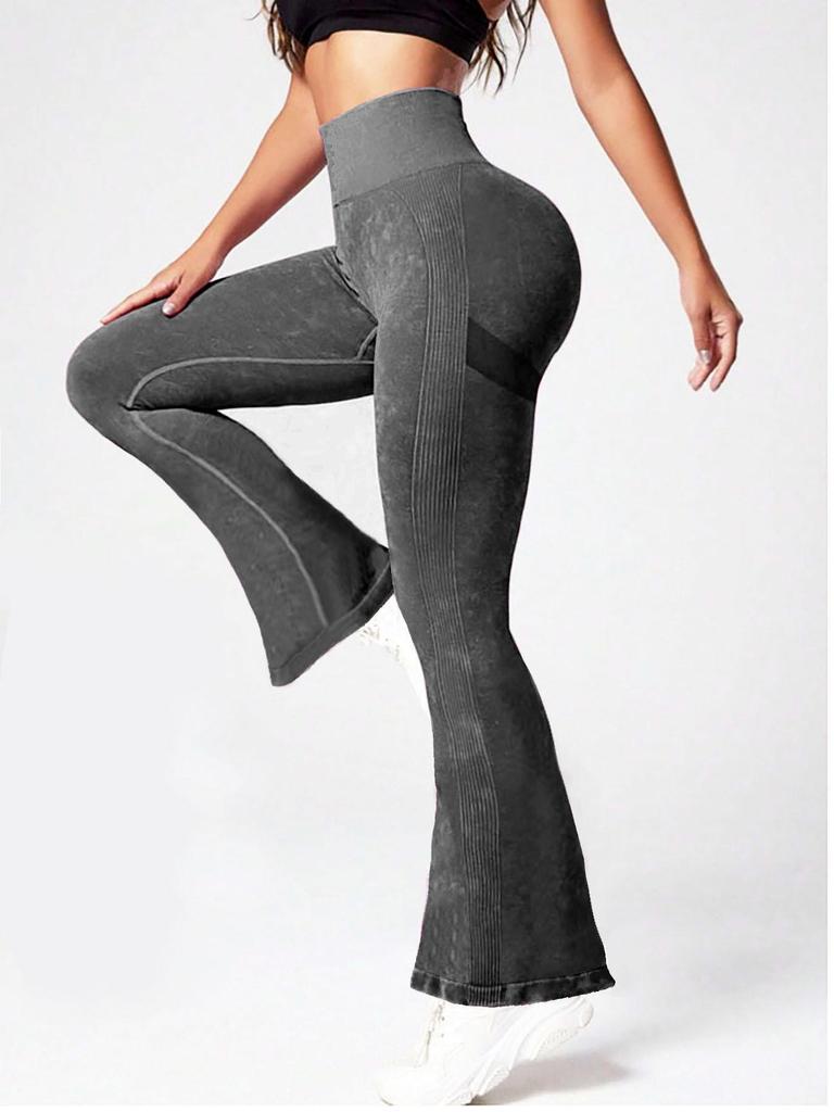 Pantaloni da Yoga a Vita Alta a Gamba Larga Sollevamento Glutei - Stile Europeo e Americano