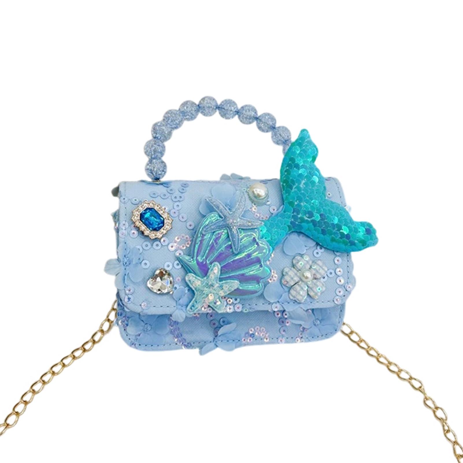 

Girls Pearl Handbag New Mini Crossbody Shoulder Bag Style Purse for Kids Birthday Party Gift Lightweight PU Leather синій