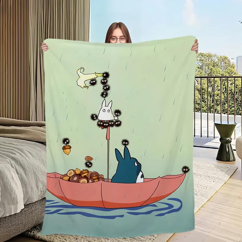 Cartoon Neighbor Totoro Throw Blanket Warm Plaid Flannel Soft Comfort Plush Perfect for Sofa Living Room Office Bedroom Travel G