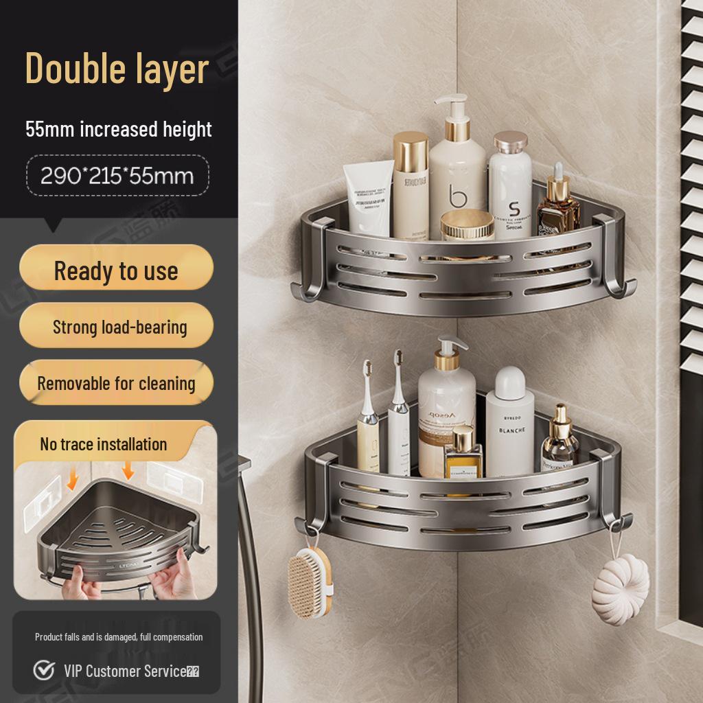 No-Drill Triangle Bathroom Wall-Mounted Shelf