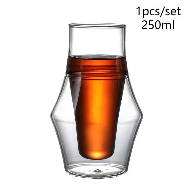1/2 Stück doppelwandiger Glasbecher mit Hängeohr Espresso-Kaffeebecher, verbrühsicher, für Milch, Brandy, Wein, Teetasse, klares Becher-Set, Trinkgeschirr