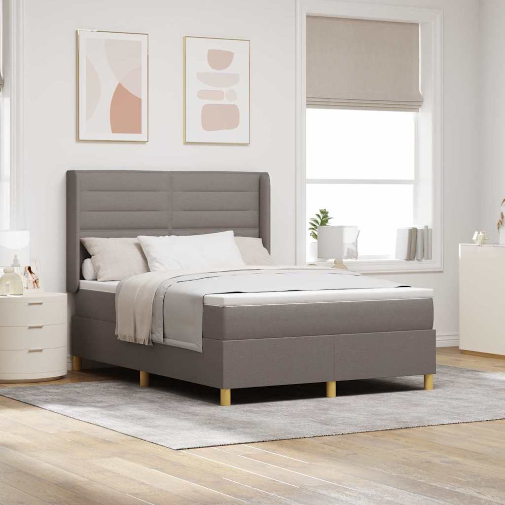 Box Spring Bed with Headboard Taupe 160 x 200 cm Fabric