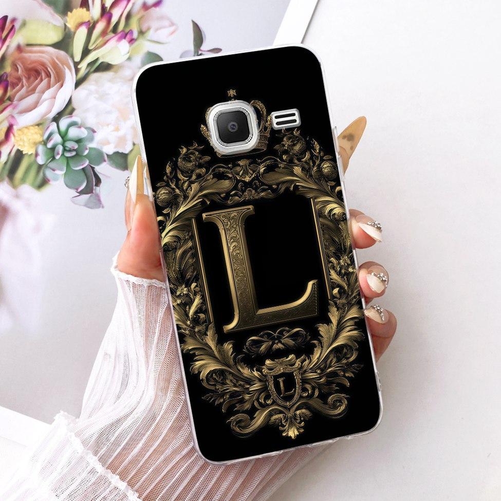 Clear For Samsung J1 mini Case Cover Luxury Crown A-Z Letter 2D Painted Soft Casing For Samsung Galaxy J1 mini SM-J105B SM-J105H