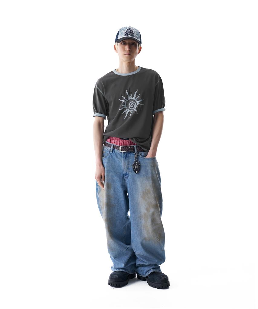 AAKAM Cracked Sun Ringer Top (Dark Gray)