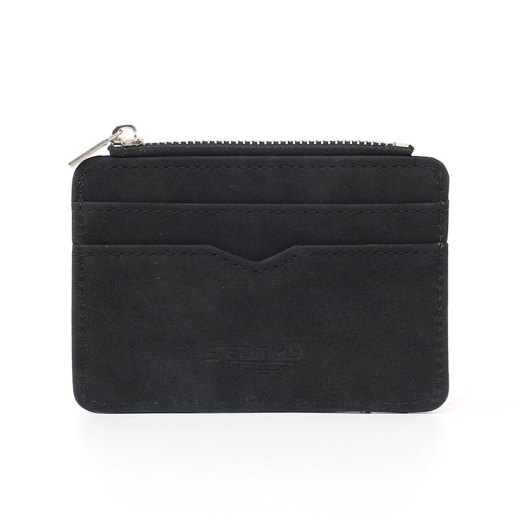 Modern faux leather card wallet (black) transportation card holder