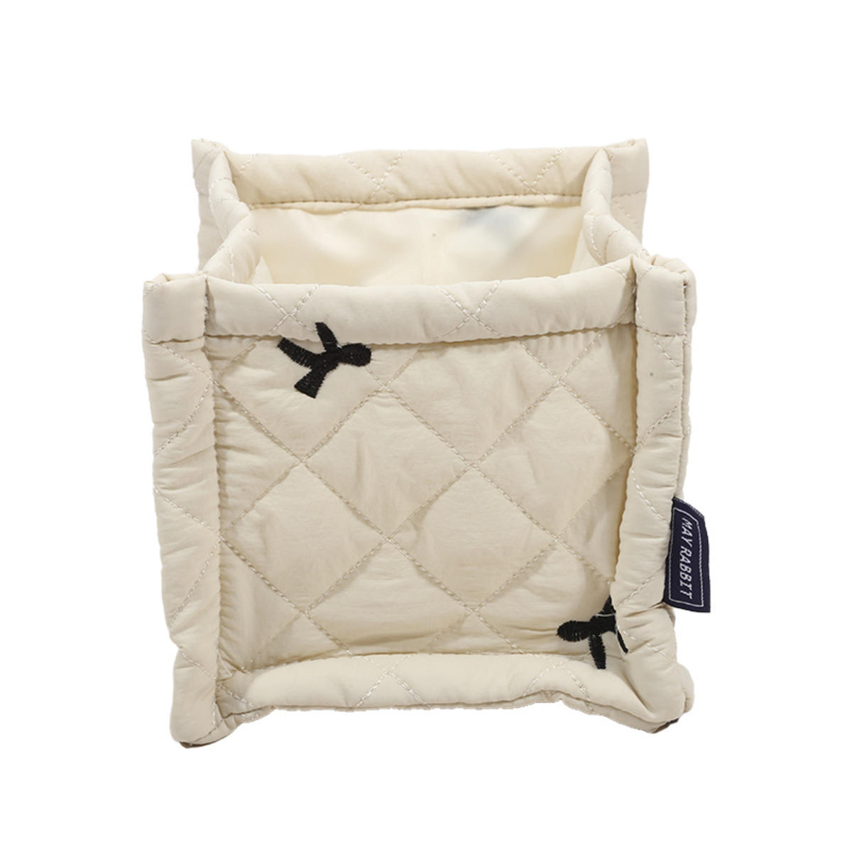 

1 шт. Простой органайзер в виде кубиков, квадратная мини-корзина из полиэстера для хранения на рабочем столе, для домашнего офиса, для хранения мелочей бежевый