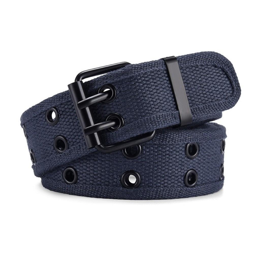 

Woven Men s Belt Metal Buckle Woven Belts Casual Double Row Buckle Belt Outdoor Activities синий