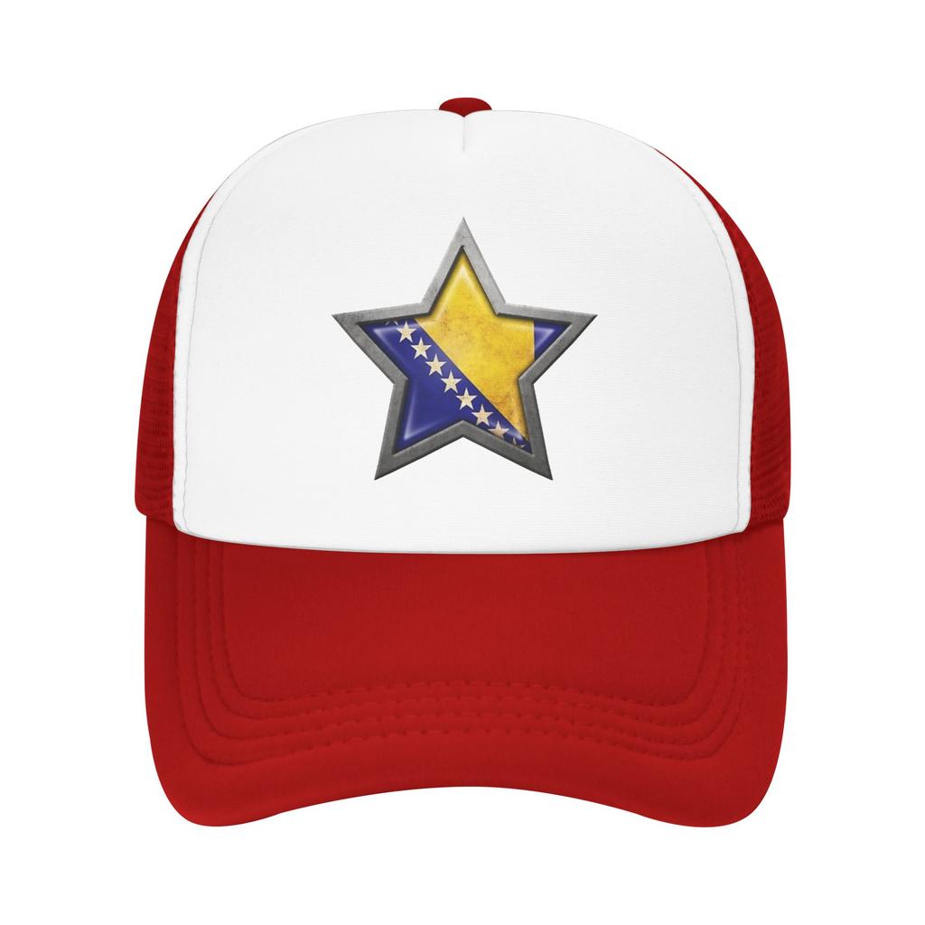 Bosnia and Herzegovina Flag Star Mesh Baseball Caps Unisex Fashion Sun Hat Hat Adjustable Summer Trucker Cap