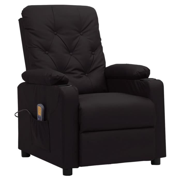 VidaXL Fauteuil de massage inclinable Noir Similicuir