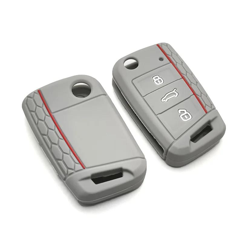 

Силиконовый чехол для выкидного ключа с 3 кнопками, подходит для VW GOLF 7 MK7 SKODA SEAT 2014 2015 2016 FOB HULL OCTAVIA COMBI LEON IBIZA CUPTRA Case серый