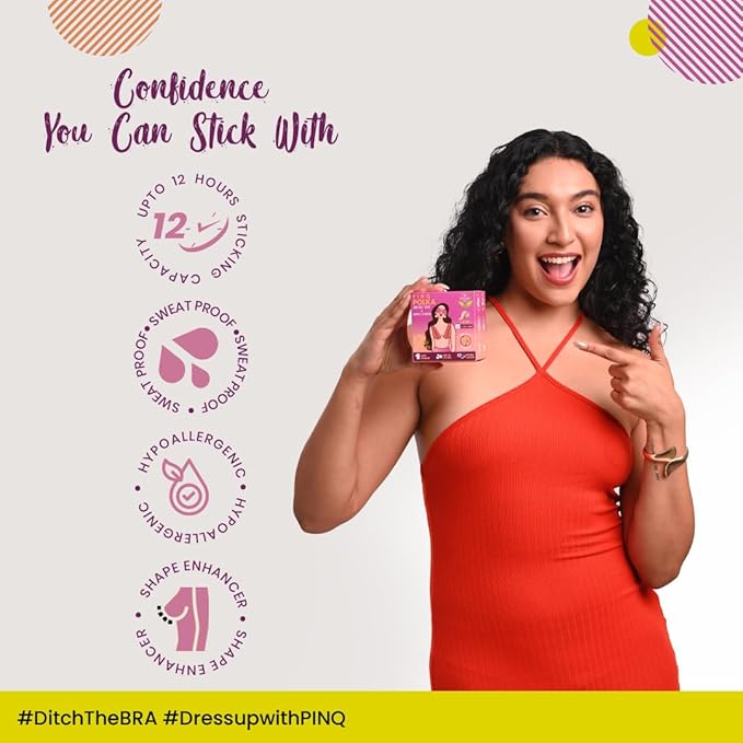 PINQ POLKA Boob Tape For Women for Breast Lift | Perfect Cleavage | Invisible Body Tape |Up To 12 Hrs Sticking Capacity| 7cm Wide & 5m Long |1 Pc