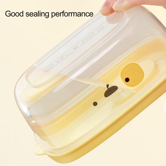 Food Storage Container Transparent No Odor Microwave Box Highly Sealed Oblong Shape Storage Vegetable Cartoon Printing Food