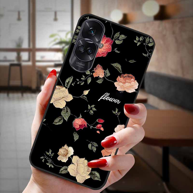 For Honor 90 Lite 5G Case 3D Flower Relief Emboss Silicon Back Cases For Honor 90 Cover Honor90 Pro 90Pro 90Lite Soft Protective