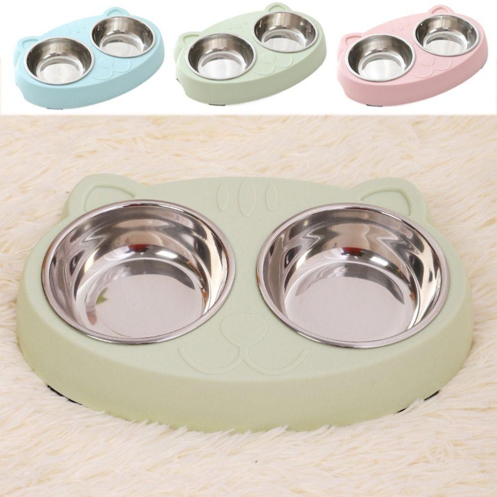 

2-в-1 макаронная двойная миска для домашних животных, миска для кормления кошек с рисунком котенка, поднос для питья еды в помещении