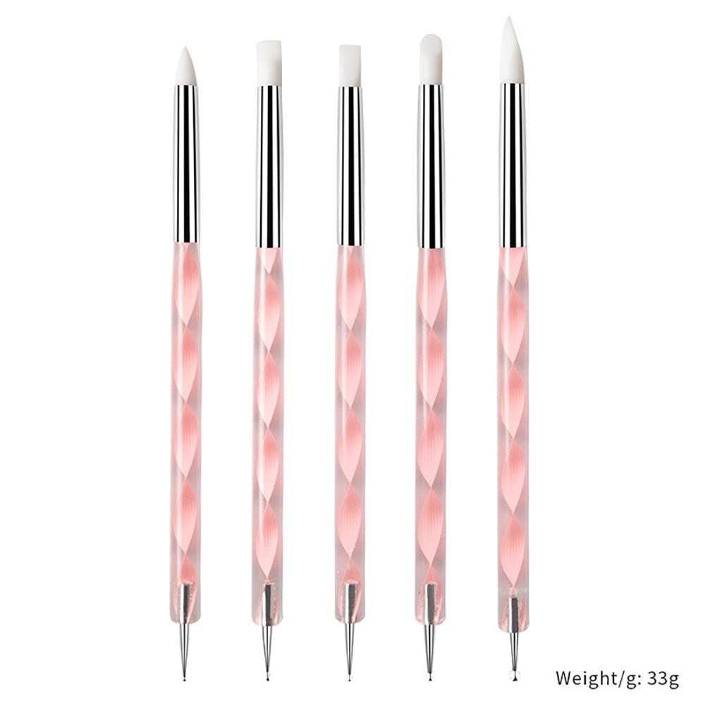 5Pcs/Set 2 Ways Nail Art Pen Point Flower Dotting Tool Durable Marbleizing Painting Pens