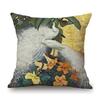 Flower Birds Peacock Floral Oil Painting Parrot Home Decoration Cotton Linen Sofa Throw Pillow Case Beautiful Cushion Cover Case