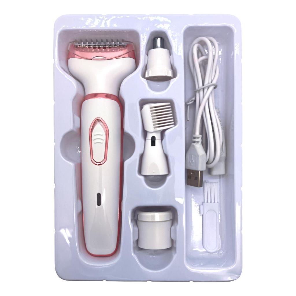 4-in-1 Women's Electric Shaver with USB Charging - Eyebrow Trimmer, Hair Removal for Sideburns, Underarms, Legs, and Bikini Area