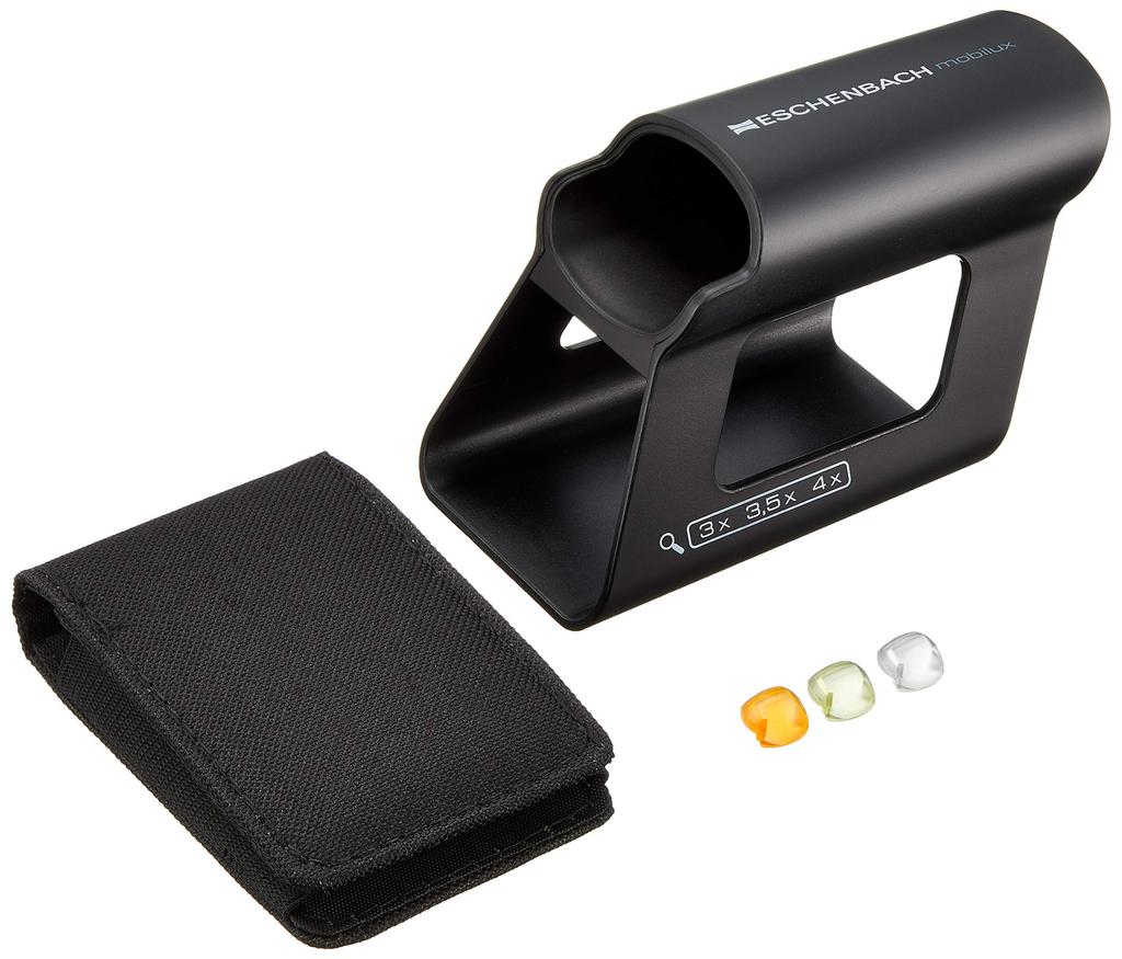 Eschenbach mobiluxLED+mobase LED wide-light magnifying glass & dedicated stand 50×75mm (3.5x) 1511-3M