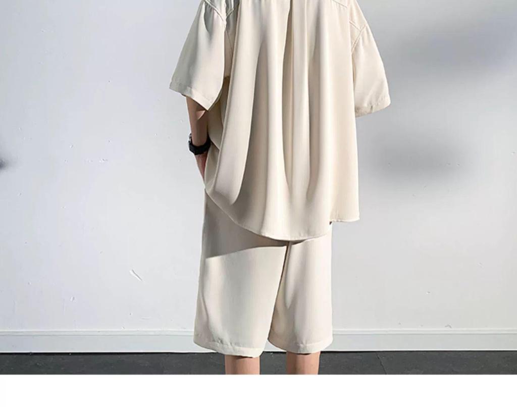 Men's Ice Silk Breathable Short Sleeve Shirt & Shorts Set - Versatile Summer Sports Casual Wear