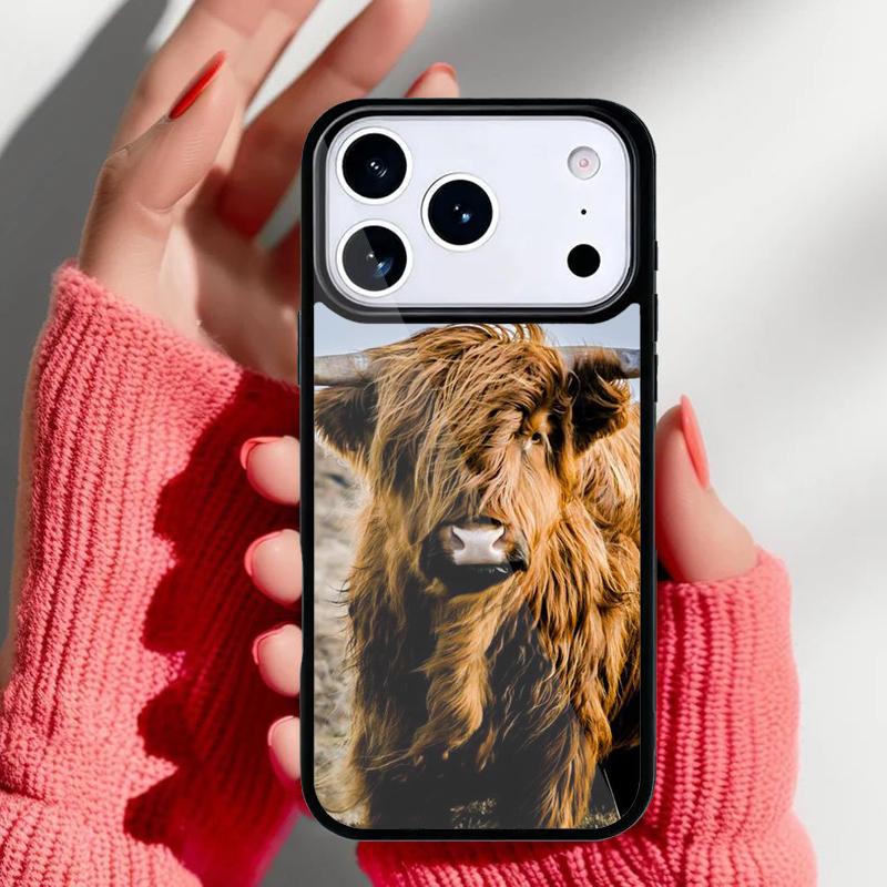 Cute Highland Cow soft Phone Case for iPhone 17 16 15 14 13 Pro Max Back Cover for 12 11 Pro Coque