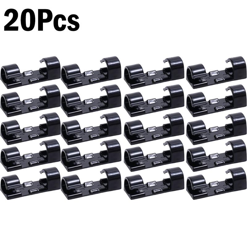 1-60Pcs Self-Adhesive Cable Clips Organizer Drop Wire Holder Cord Management for Ethernet Cable TV PC Under Desk Car Wire Clip