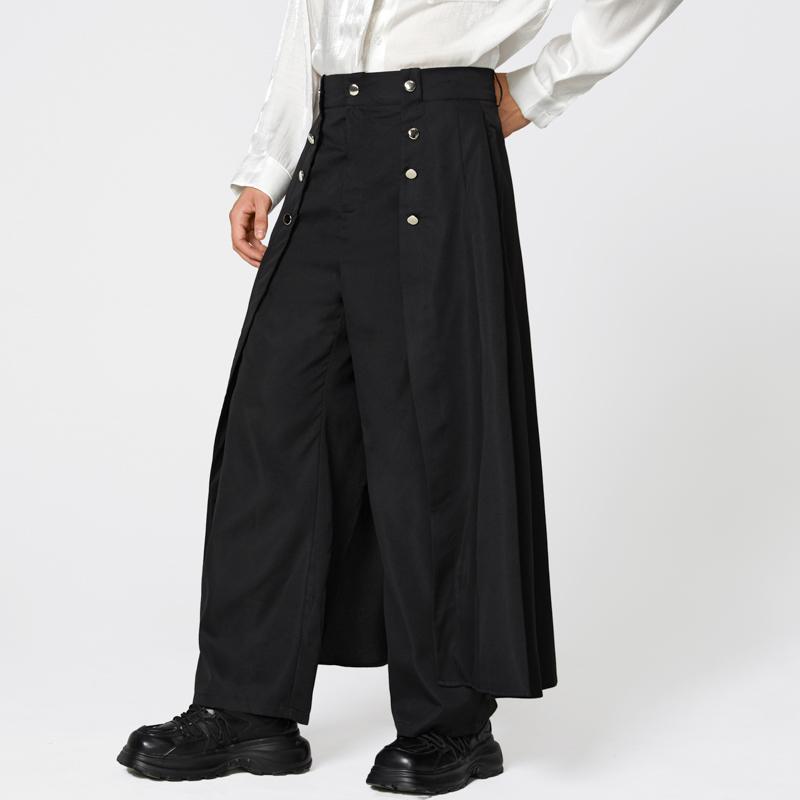 INCERUN Spring Men Zip-up Waist Double Layers Casual Long Pants Trousers