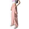 Pink overalls women's summer thin high-waisted quick-drying wide-leg pocket casual sweatpants women's