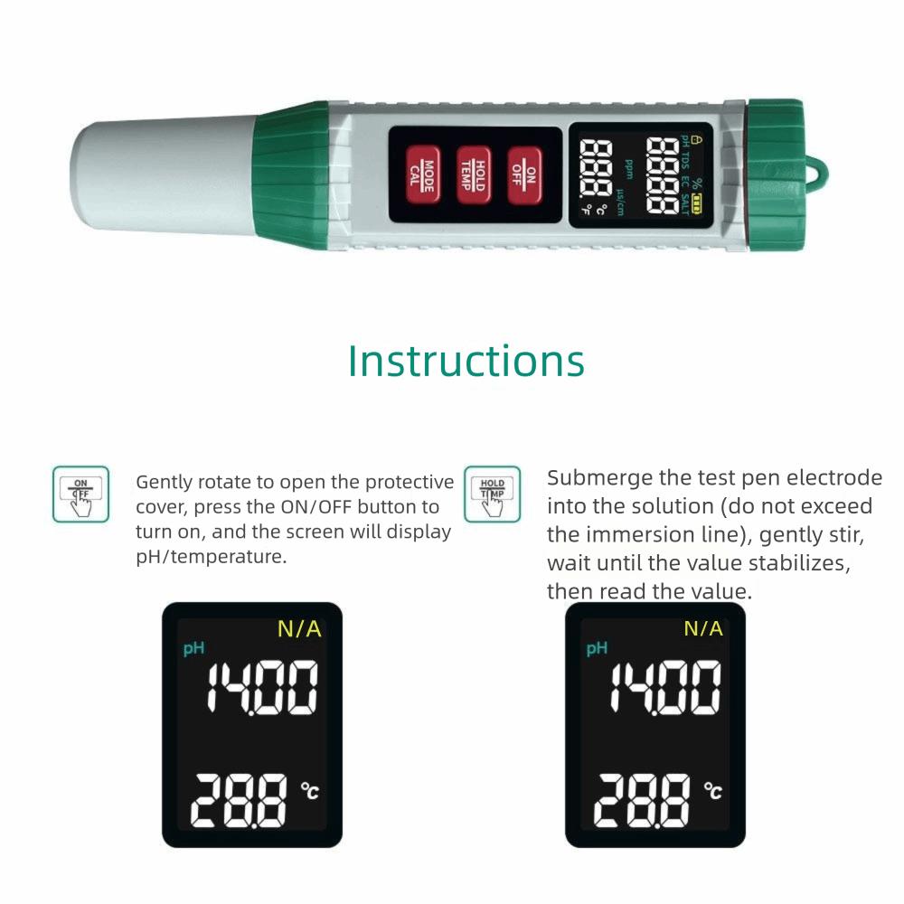 Multifunction Water Quality Meter Waterproof Digital PH Meter Durable PH Tester  Aquaculture
