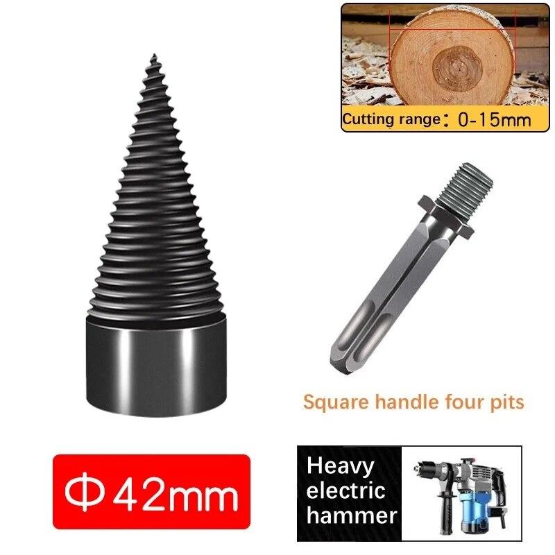 32/42/50mm Removable Wood Splitter Screw Cones Drill Bits Wood Square/Round/Hex Shank Drill Bit Firewood Log Splitter Drill Bit