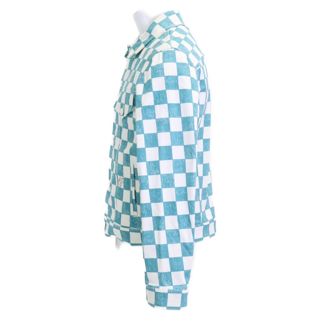 LOUIS VUITTON [Excellent Condition/Domestically Authorized] RM2129 IM3 HLA20W Damier Denim Trucker Jacket 44 White / greenUsed
