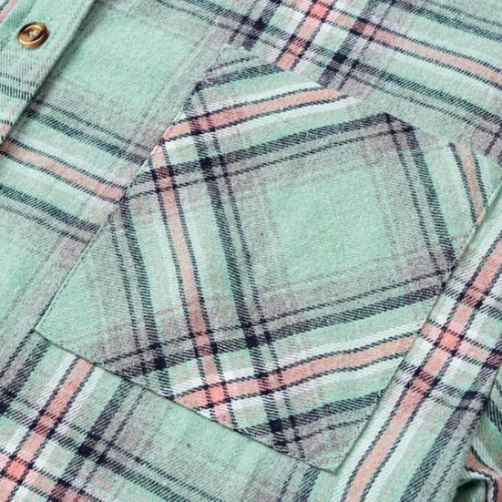 Women Coat Plaid Single-breasted Hooded Pocket Spring Shirt for Daily Wear