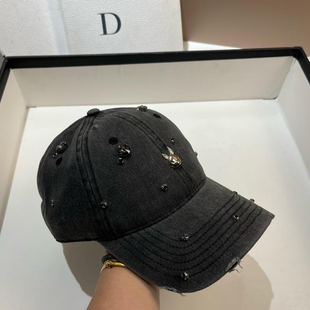Rhinestone Fashion Rabbit Washed Baseball Cap Women's Spring and Summer Soft Top Versatile Comfortable and Stylish Design Cap